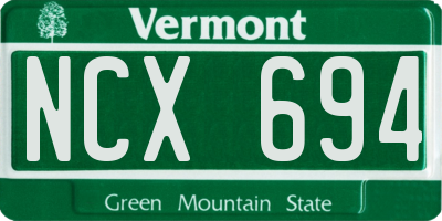 VT license plate NCX694
