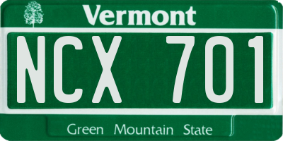 VT license plate NCX701
