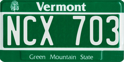VT license plate NCX703