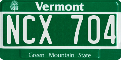 VT license plate NCX704