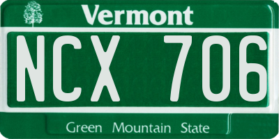 VT license plate NCX706