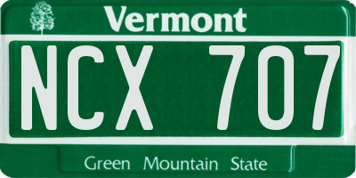 VT license plate NCX707