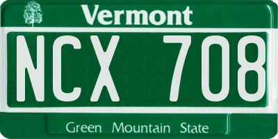 VT license plate NCX708