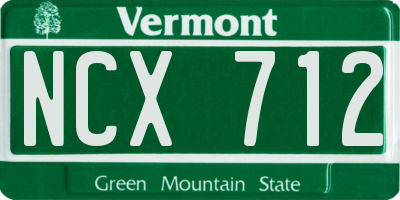 VT license plate NCX712