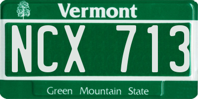 VT license plate NCX713