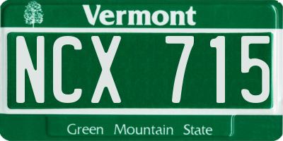 VT license plate NCX715