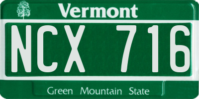 VT license plate NCX716