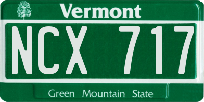 VT license plate NCX717