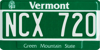 VT license plate NCX720