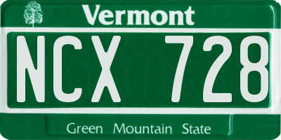 VT license plate NCX728
