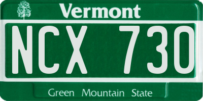 VT license plate NCX730