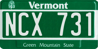 VT license plate NCX731