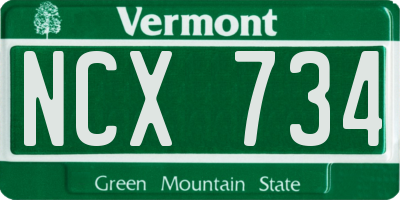 VT license plate NCX734