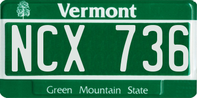 VT license plate NCX736
