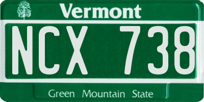 VT license plate NCX738
