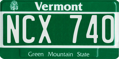 VT license plate NCX740