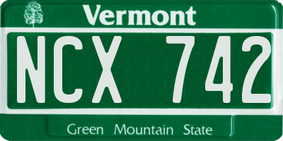 VT license plate NCX742