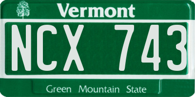 VT license plate NCX743