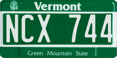 VT license plate NCX744