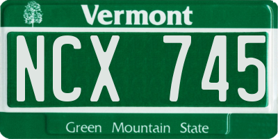VT license plate NCX745