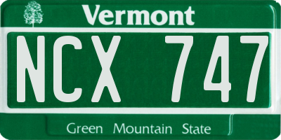 VT license plate NCX747