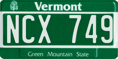 VT license plate NCX749