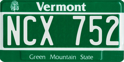 VT license plate NCX752