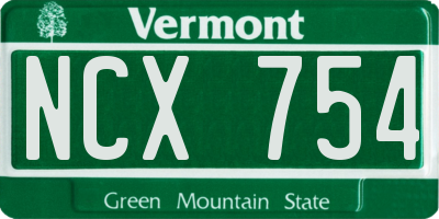 VT license plate NCX754