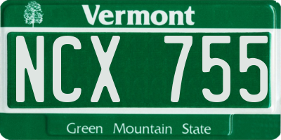 VT license plate NCX755