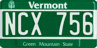 VT license plate NCX756