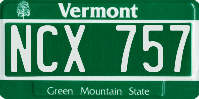 VT license plate NCX757