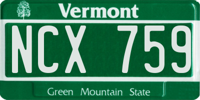VT license plate NCX759