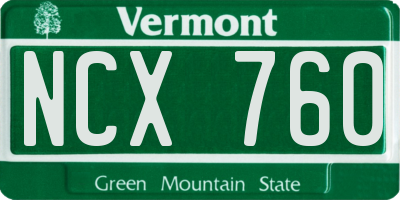 VT license plate NCX760