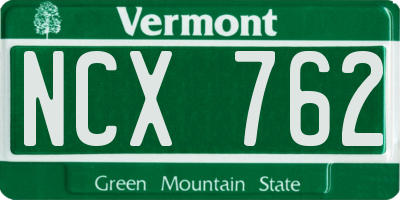 VT license plate NCX762