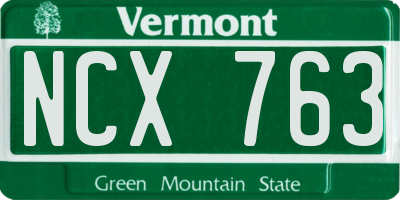 VT license plate NCX763