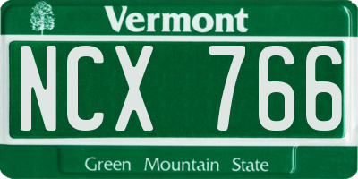 VT license plate NCX766