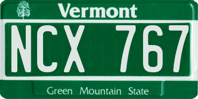 VT license plate NCX767