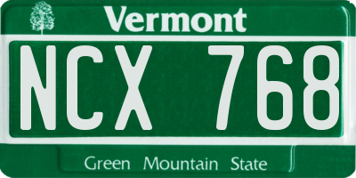VT license plate NCX768