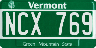 VT license plate NCX769