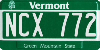 VT license plate NCX772