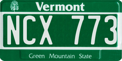 VT license plate NCX773