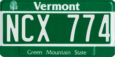 VT license plate NCX774