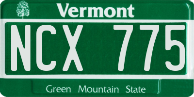 VT license plate NCX775