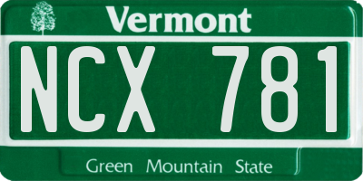 VT license plate NCX781