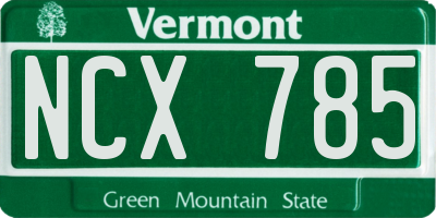 VT license plate NCX785