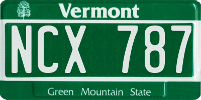 VT license plate NCX787