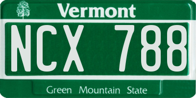 VT license plate NCX788