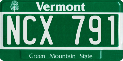 VT license plate NCX791