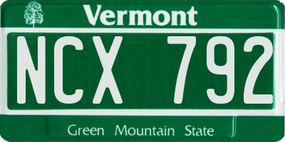 VT license plate NCX792