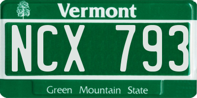 VT license plate NCX793